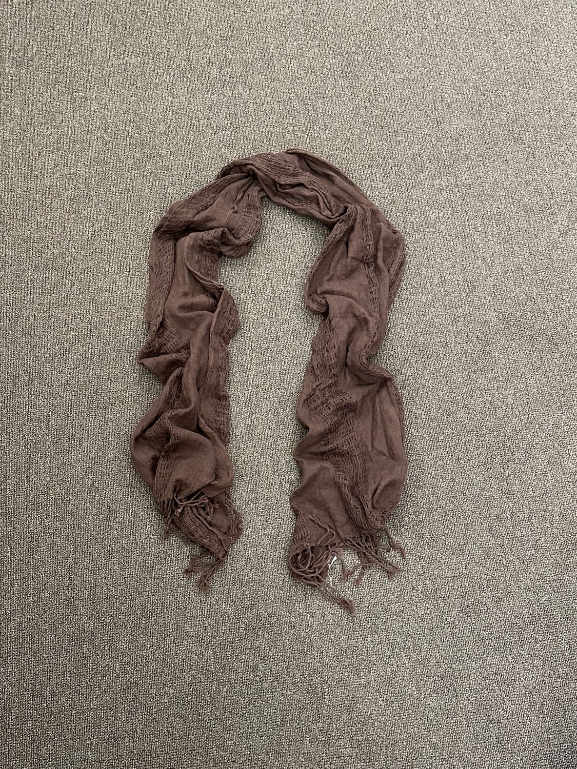 Japanese vintage 펀칭 디테일 갈색 머플러 상품이미지4