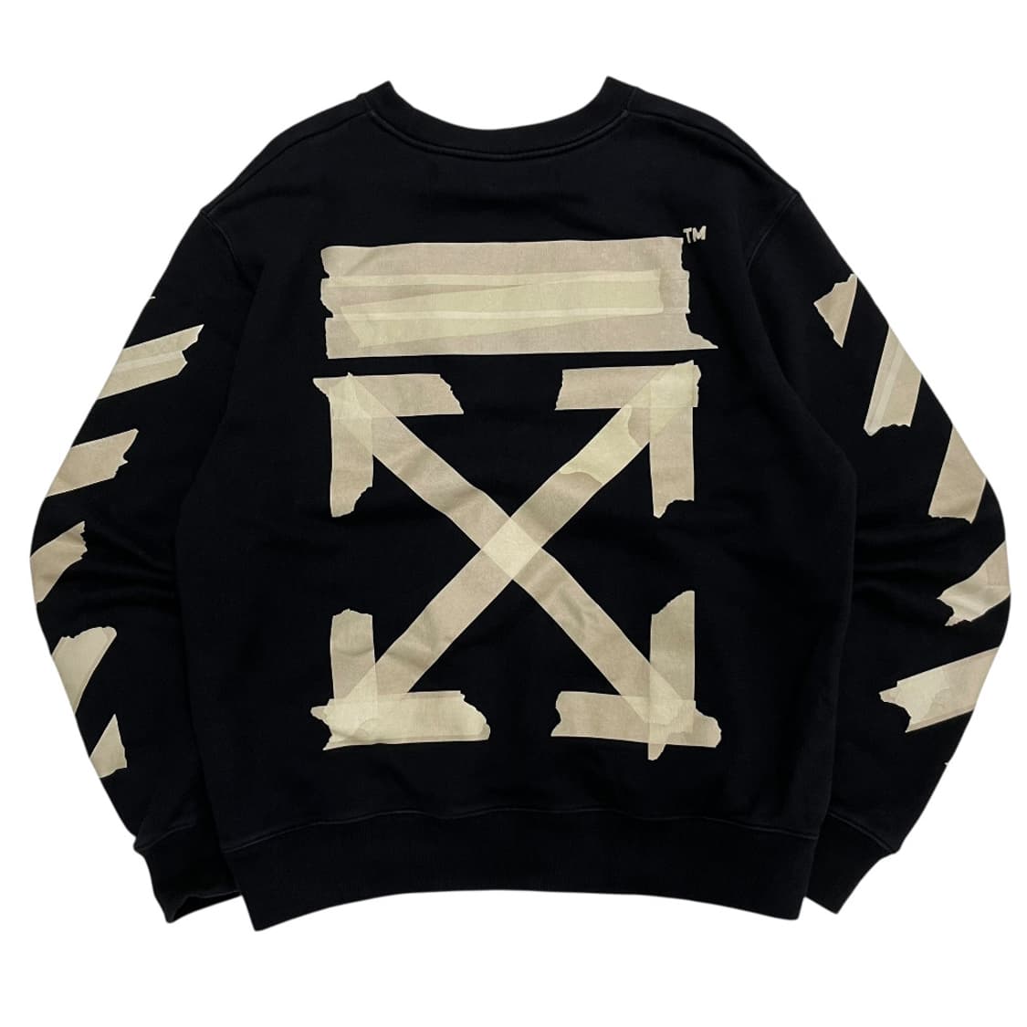 오프화이트 테이프 패치 블랙 맨투맨 상품이미지4