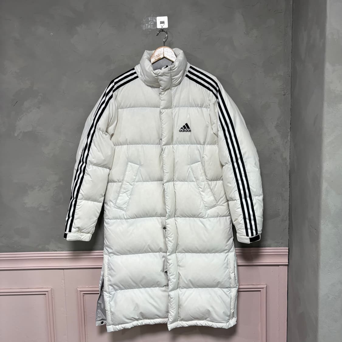 아디다스 삼선 덕다운 롱패딩 화이트 상품이미지1
