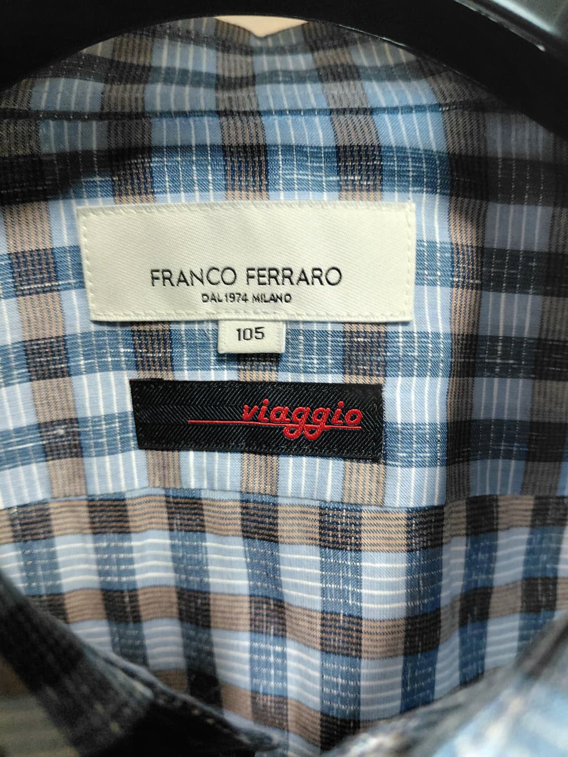 [프랑코페라로]여름용 면,마 혼방 체크셔츠 105사이즈 상품이미지4