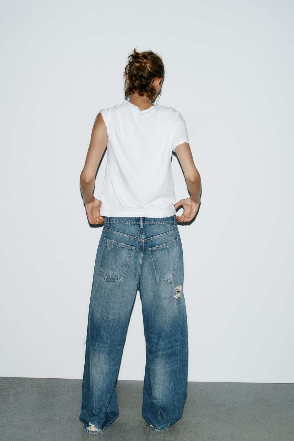 zara 자라 벌룬 미디엄 디스트로이드 데님진 상품이미지6
