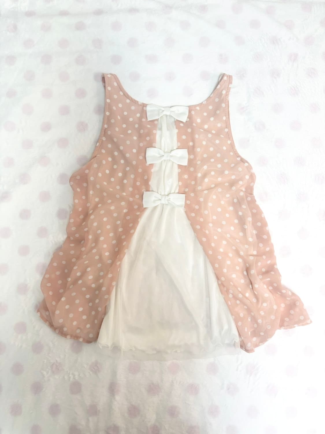 세실맥비 딸기캐럿 리본도트 프릴 캐미솔 나시 슬리브 히메갸루라떼갸루 상품이미지1