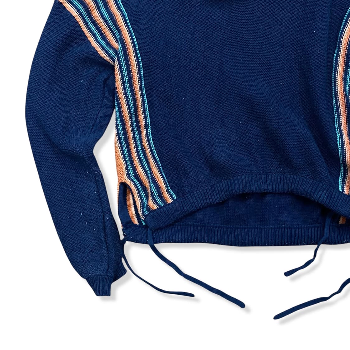 Navy Side Detail Loose-Fit Knit Hood Top 상품이미지4