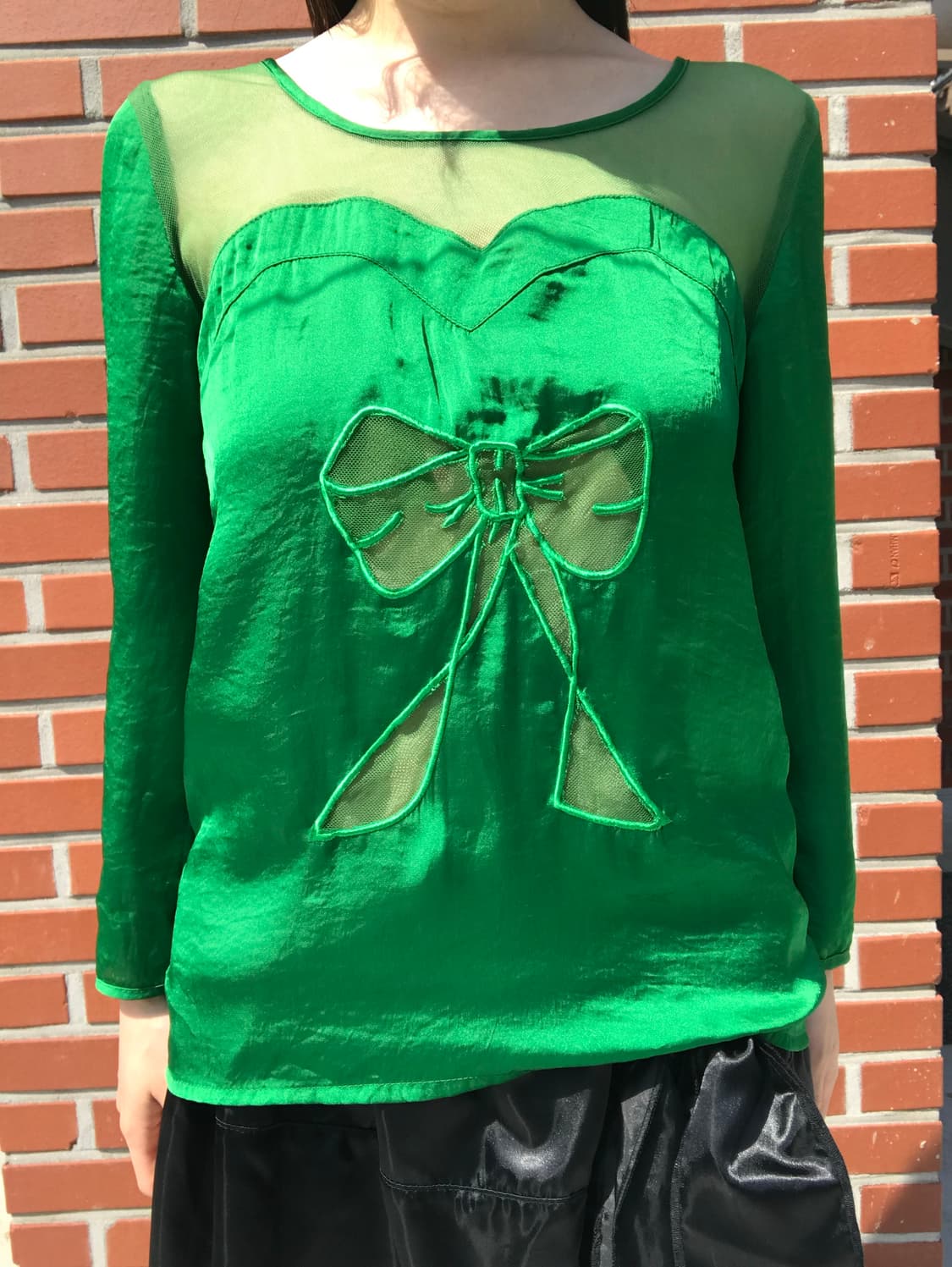  vintage green ribbon top 상품이미지6