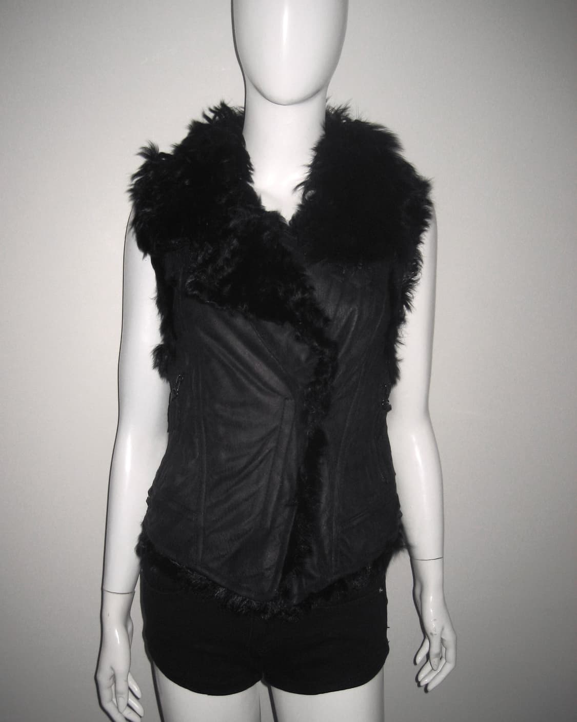 블랙 퍼 조끼 하이넥 버클 베스트 갸루펑크 상품이미지6