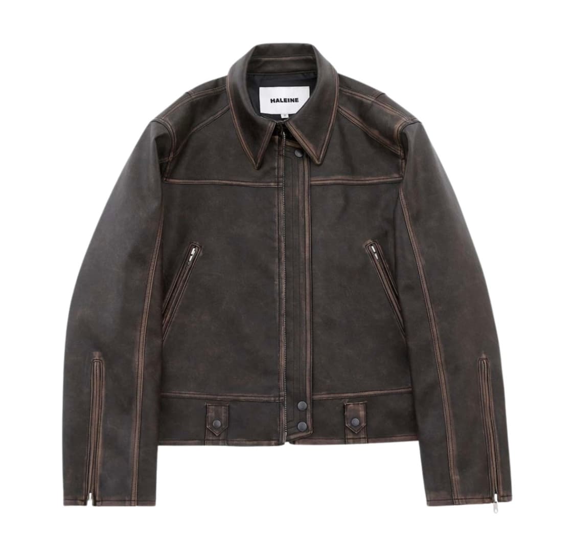 알렌느 3D 레더 자켓 브라운 2사이즈 새제품 상품이미지1