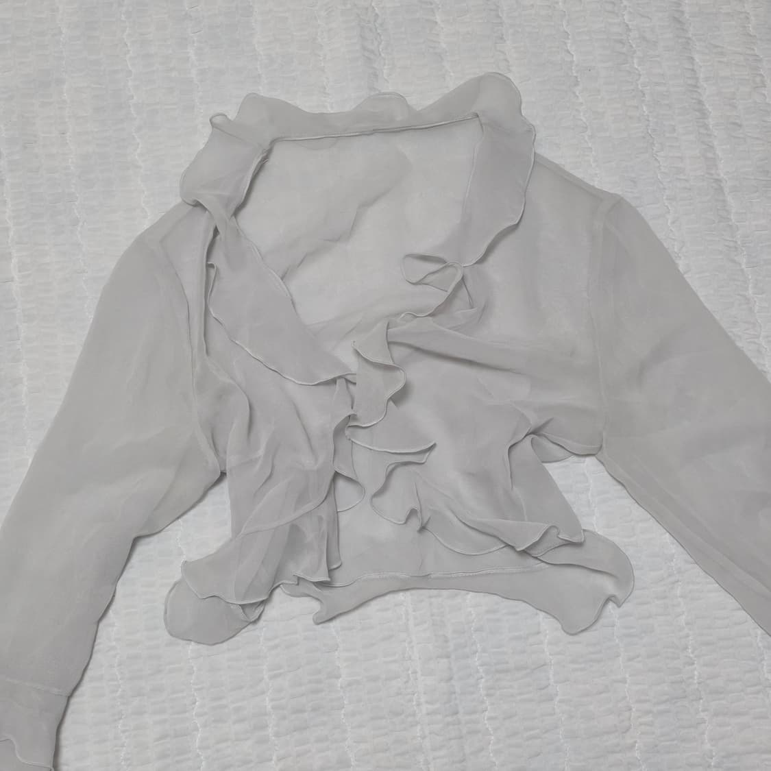 일본빈티지) 그레이 히메갸루st 시스루 프릴 로맨틱 볼레로가디건 상품이미지3