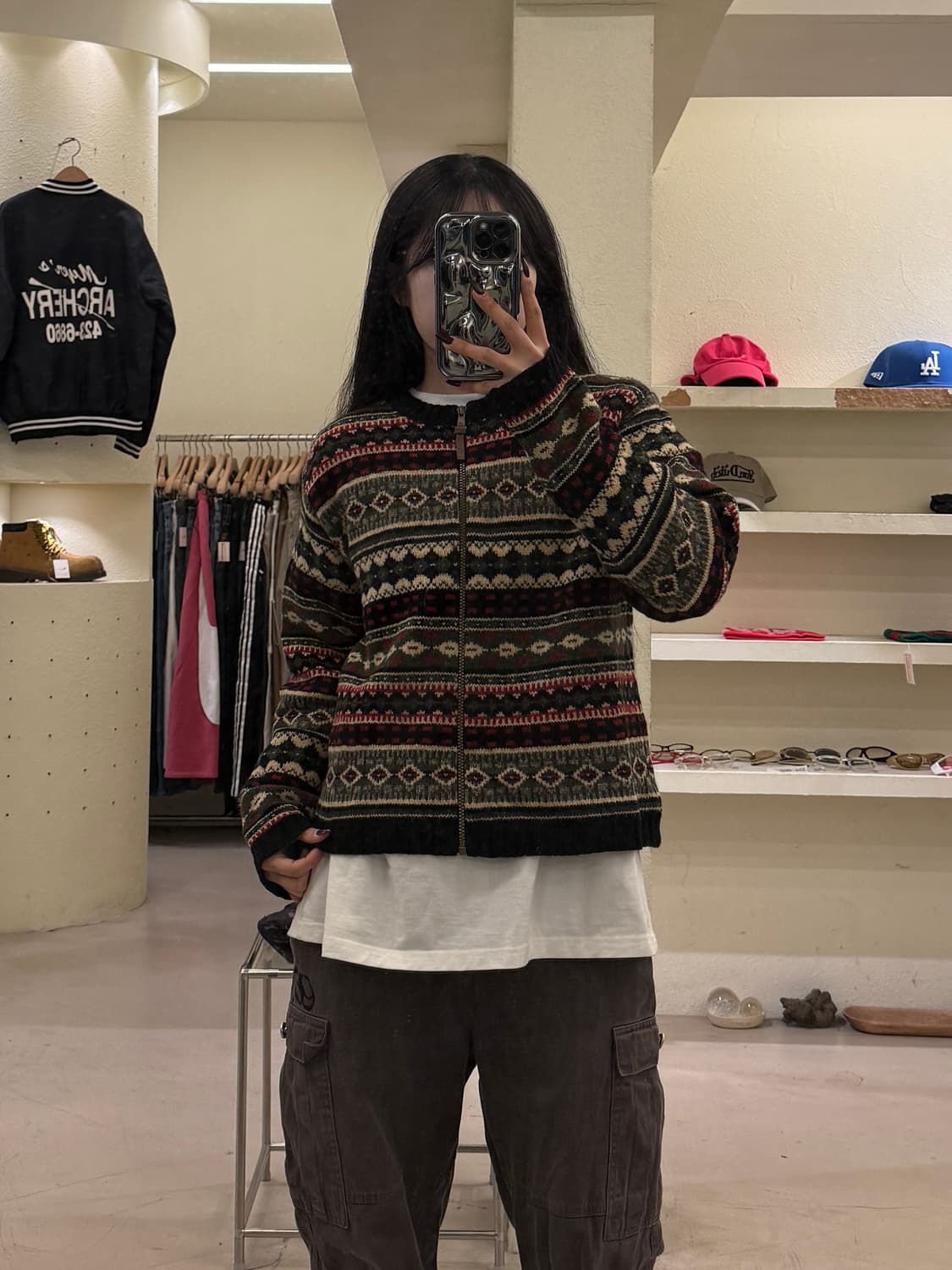 엘엘빈 빈티지 페어아일 패턴 니트 집업 U1339 상품이미지1