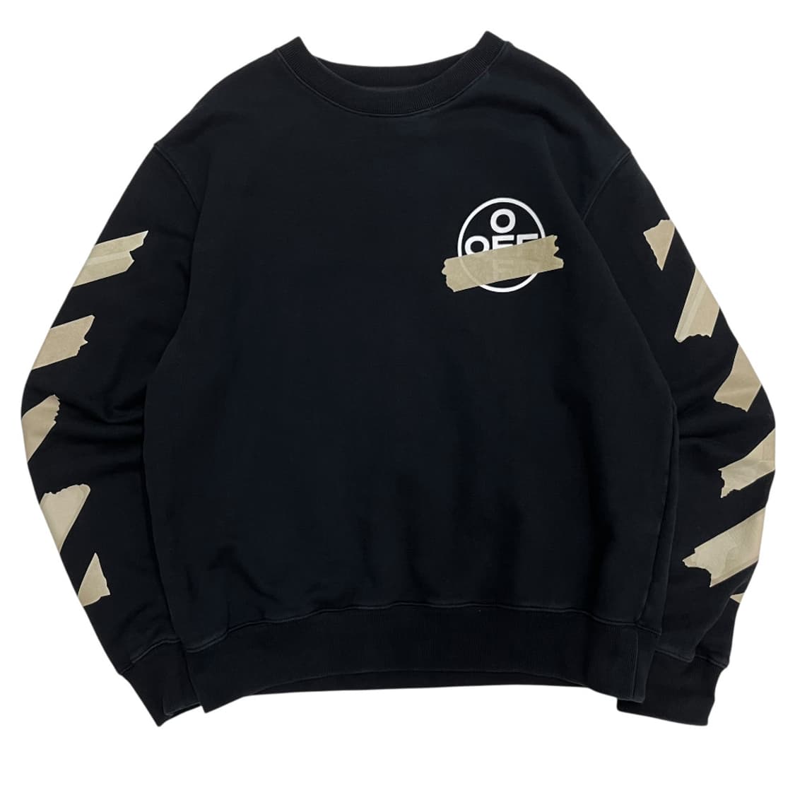 오프화이트 테이프 패치 블랙 맨투맨 상품이미지3