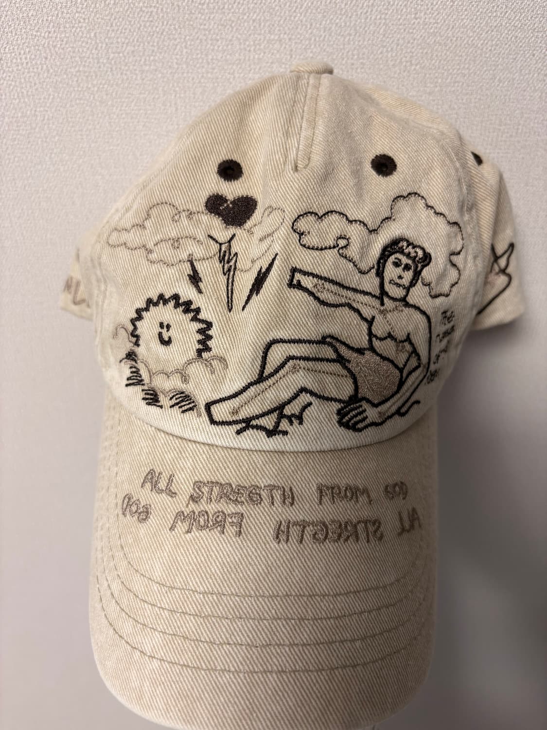 와키윌리 투톤 그래픽 볼캡 베이지 상품이미지2