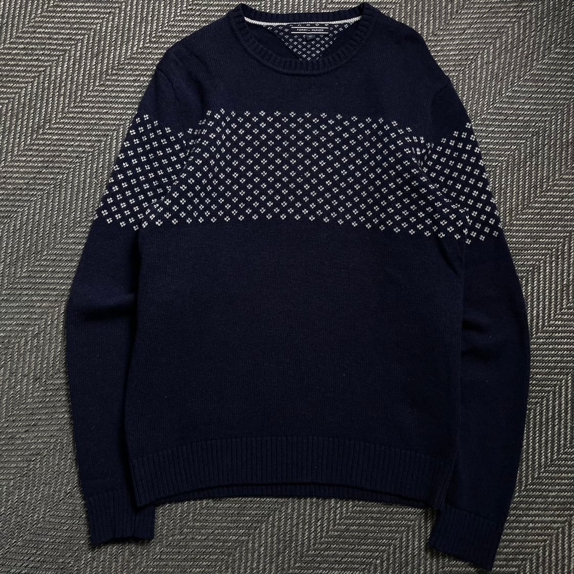 타미힐피거 패턴 라운드넥 니트 네이비y 4555 상품이미지2