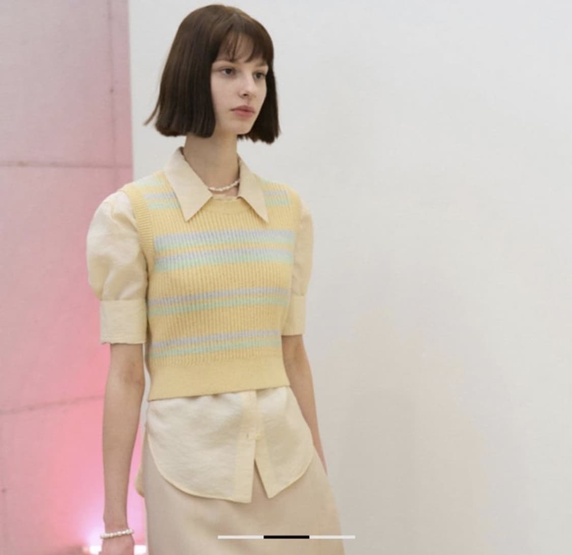 그로브스토어 배색 골지 니트 베스트 조끼 F 상품이미지1