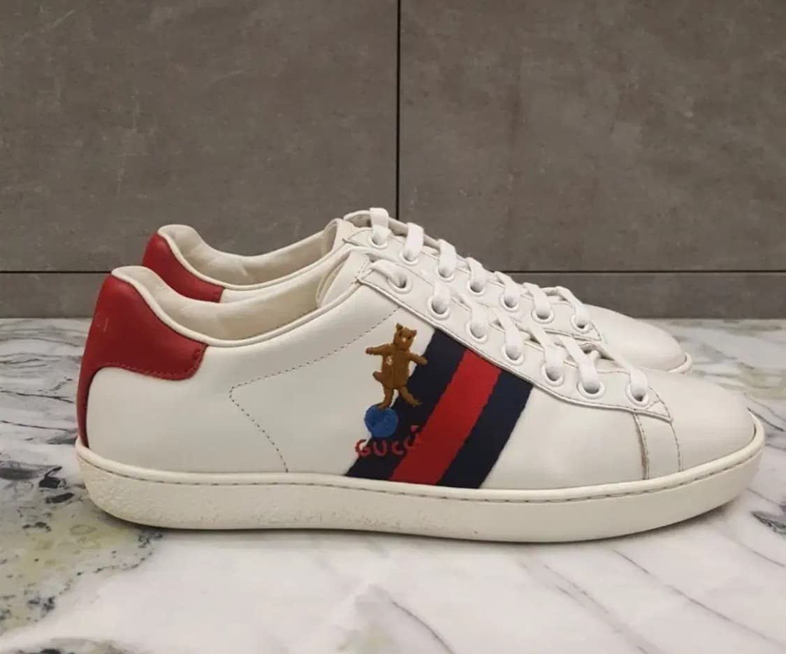 구찌에이스 플라워 스니커즈 37 240 운동화 화이트자수 테디 곰돌이 상품이미지2