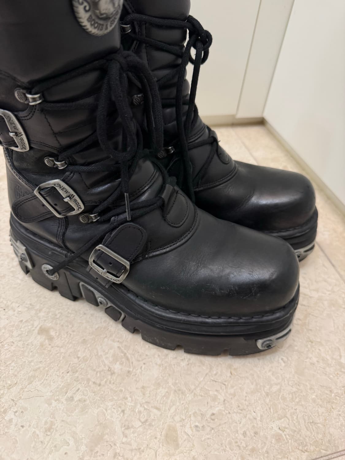 뉴락 리액터 블랙 레더 플랫폼 부츠 43 상품이미지6