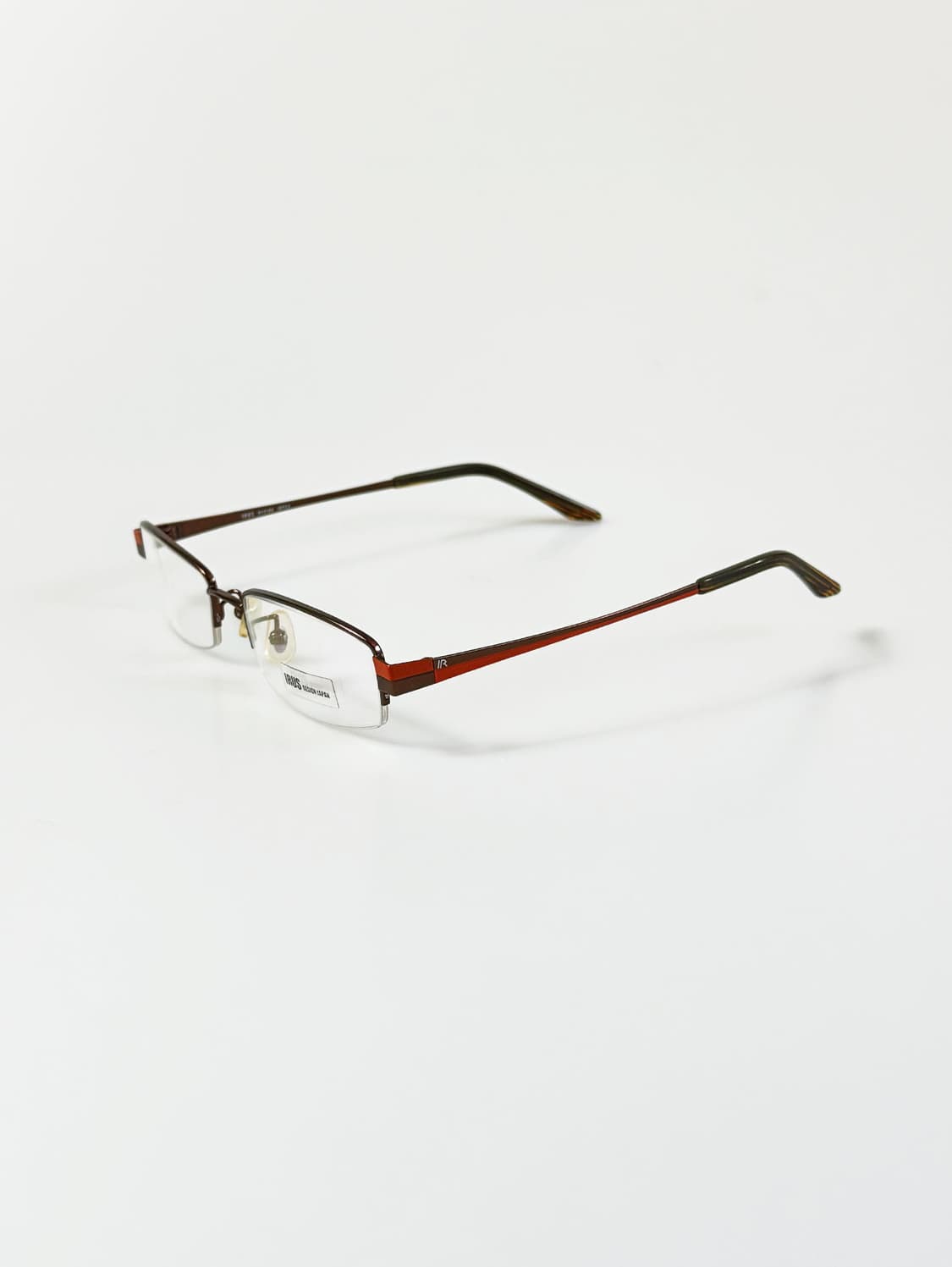 IRUS 브라운 메탈 반무테 스퀘어 빈티지 안경 상품이미지3