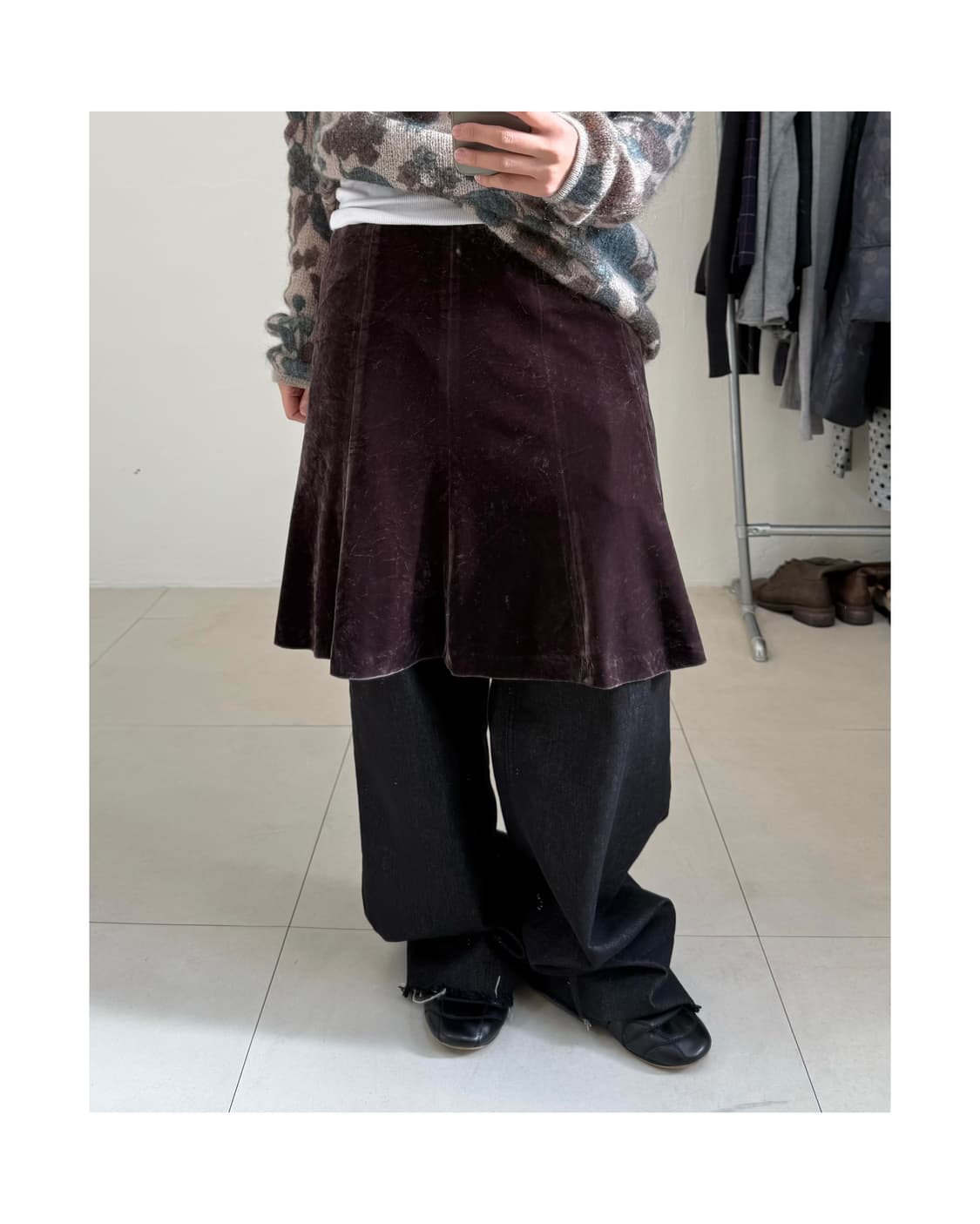 빈티지 벨벳 스커트 상품이미지1