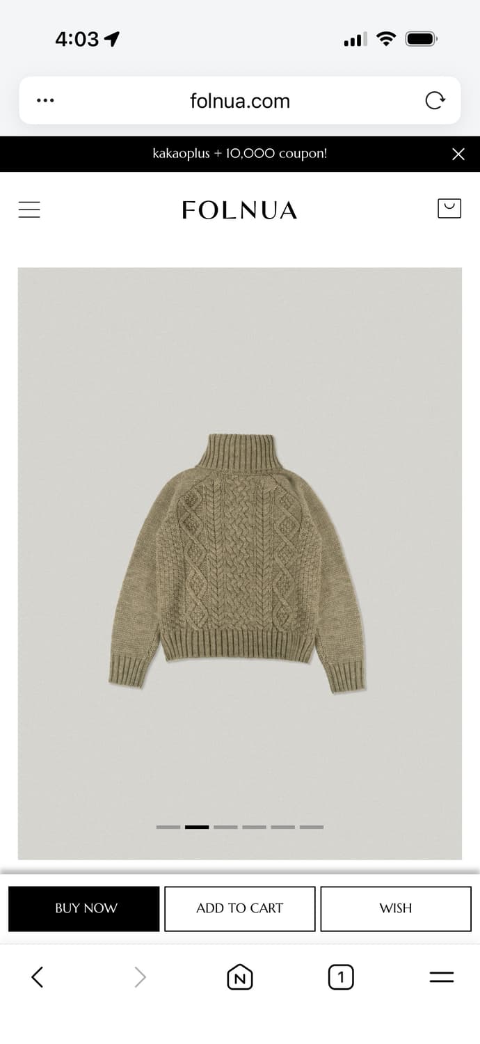 폴뉴아 turtleneck regulan knit olive 판매합니다. 상품이미지2