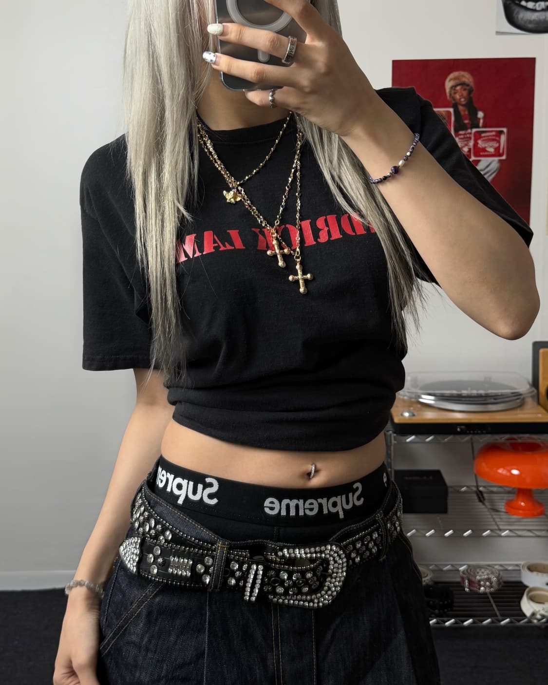 챔피온 켄드릭 라마 DAMN 앨범 커버 블랙 반팔 티셔츠 상품이미지1