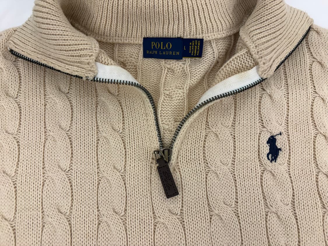 [L] 폴로 랄프로렌 베이지 반집업 니트 상품이미지2