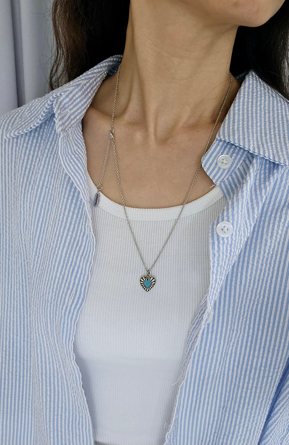 [남녀공용]넘버링 터콰이즈 하트 목걸이 [정품/풀구성] 상품이미지6