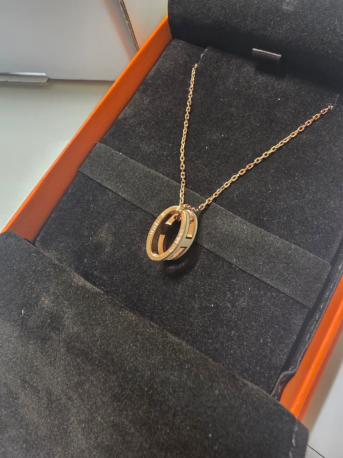 [풀구성] 에르메스 팝 H 아슈 펜던트 목걸이 화이트 블랑 상품이미지3