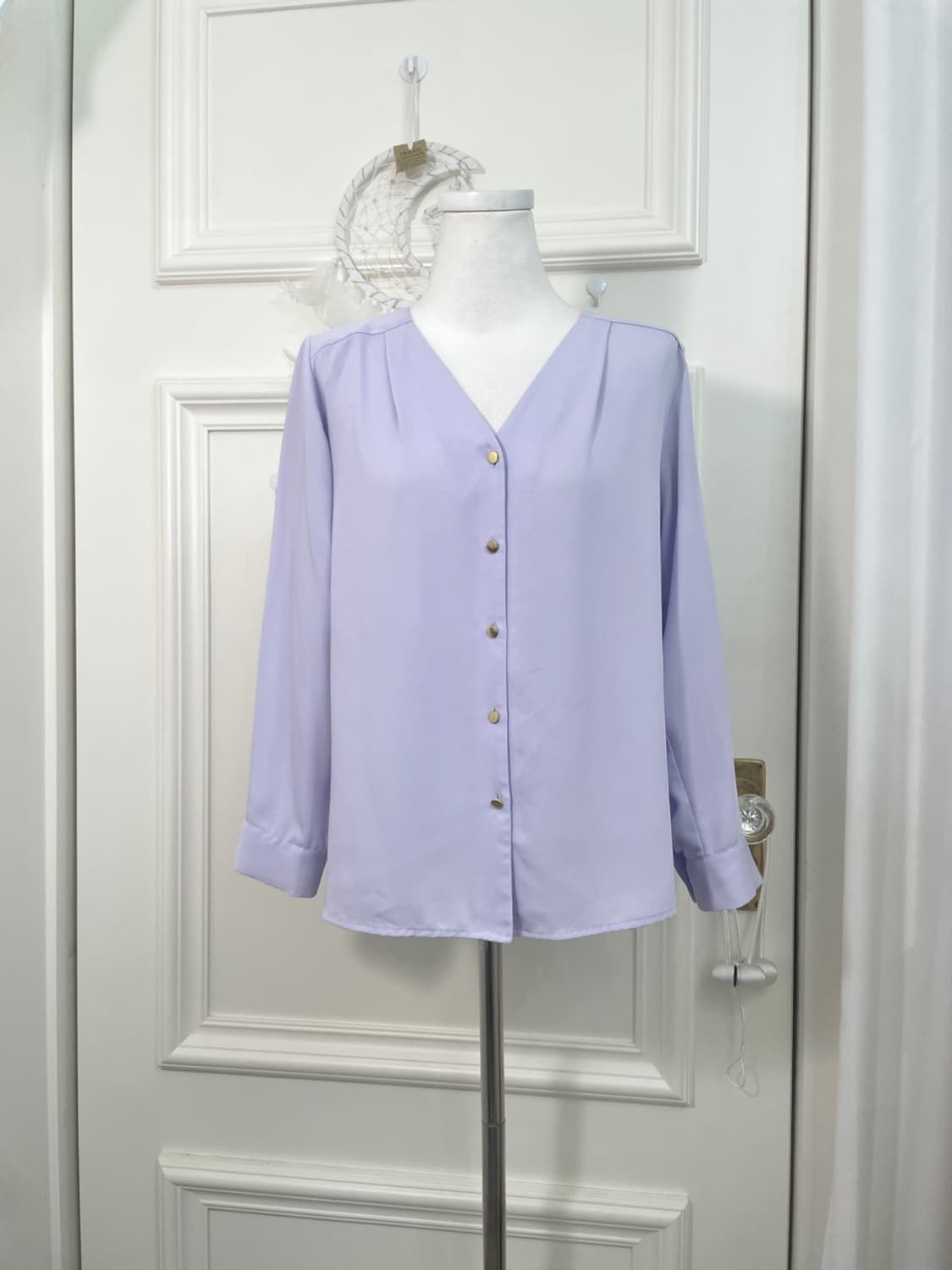 lavender shirring point basic blouse 상품이미지1