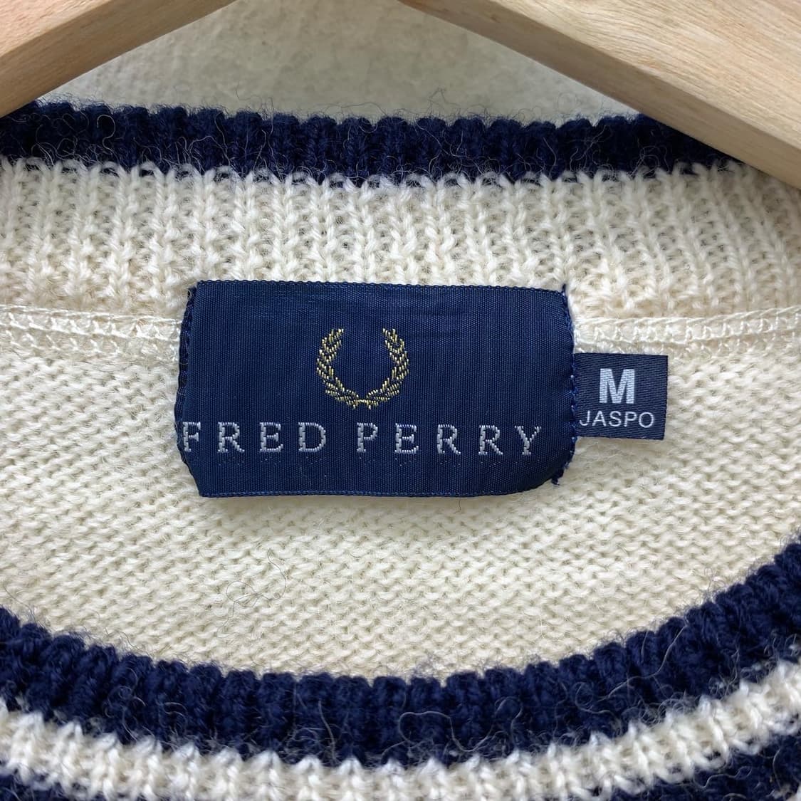 프레드페리 빅로고 울 아이보리 라운드 니트 상품이미지5