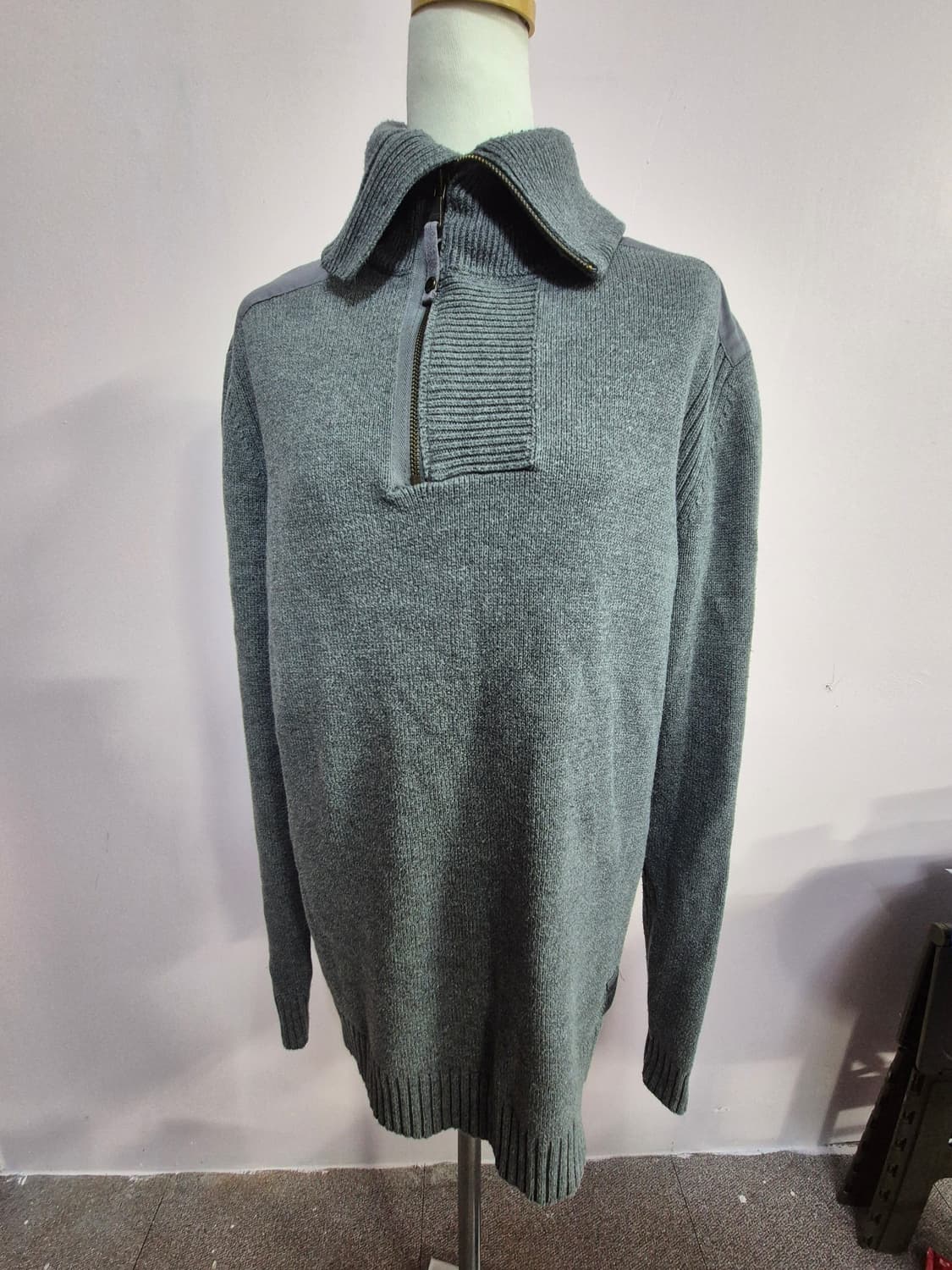 캘빈클라인 지퍼넥 니트 스웨터 그레이 상품이미지1