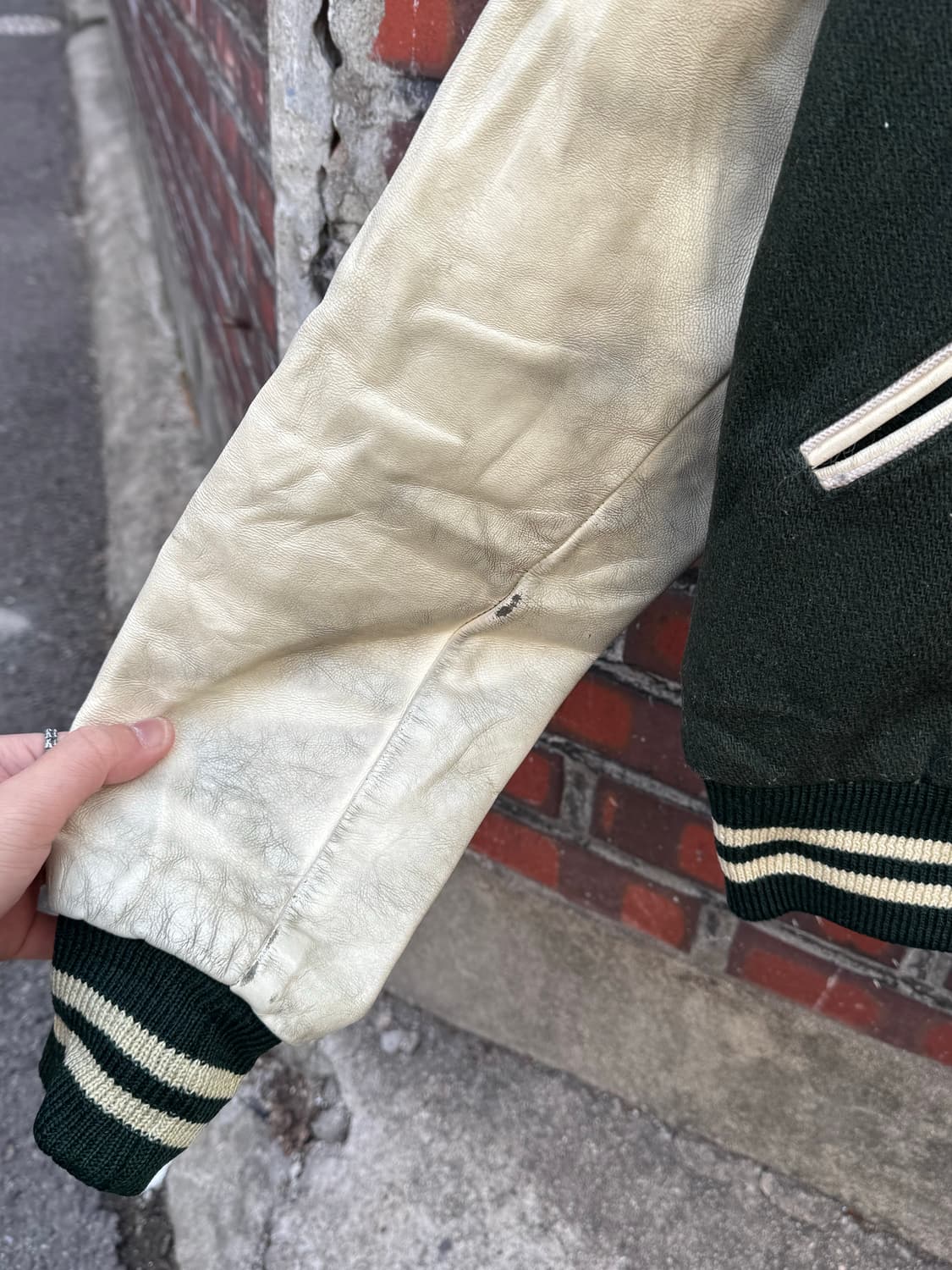 80s 캐치볼 소가죽 울 바시티자켓  상품이미지9