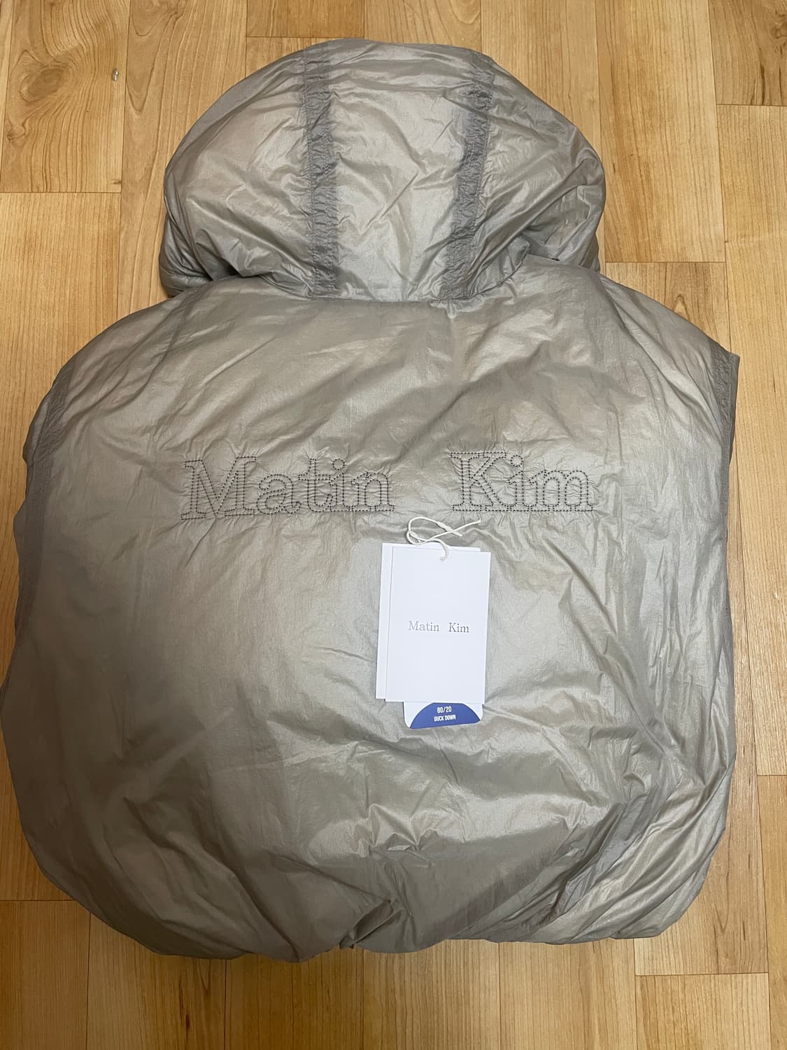 마뗑킴 패딩 백 로고 후디 숏다운 베이지 S 새상품 상품이미지10