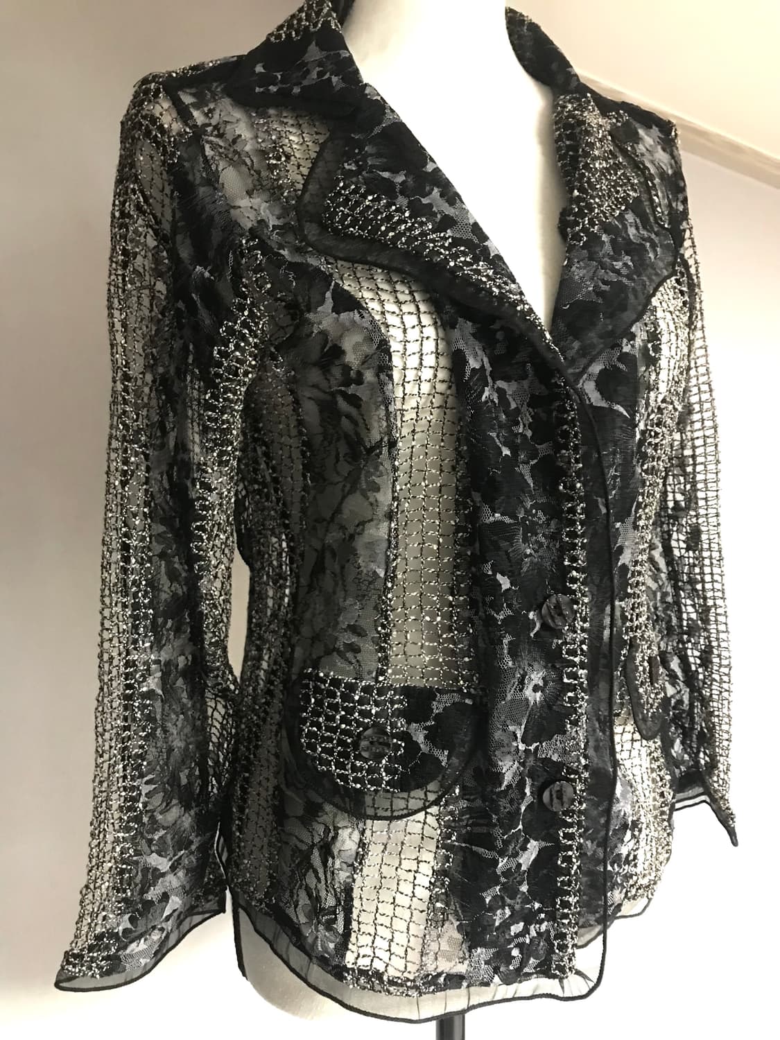 Lace Metallic Net Tailored Jacket 상품이미지1