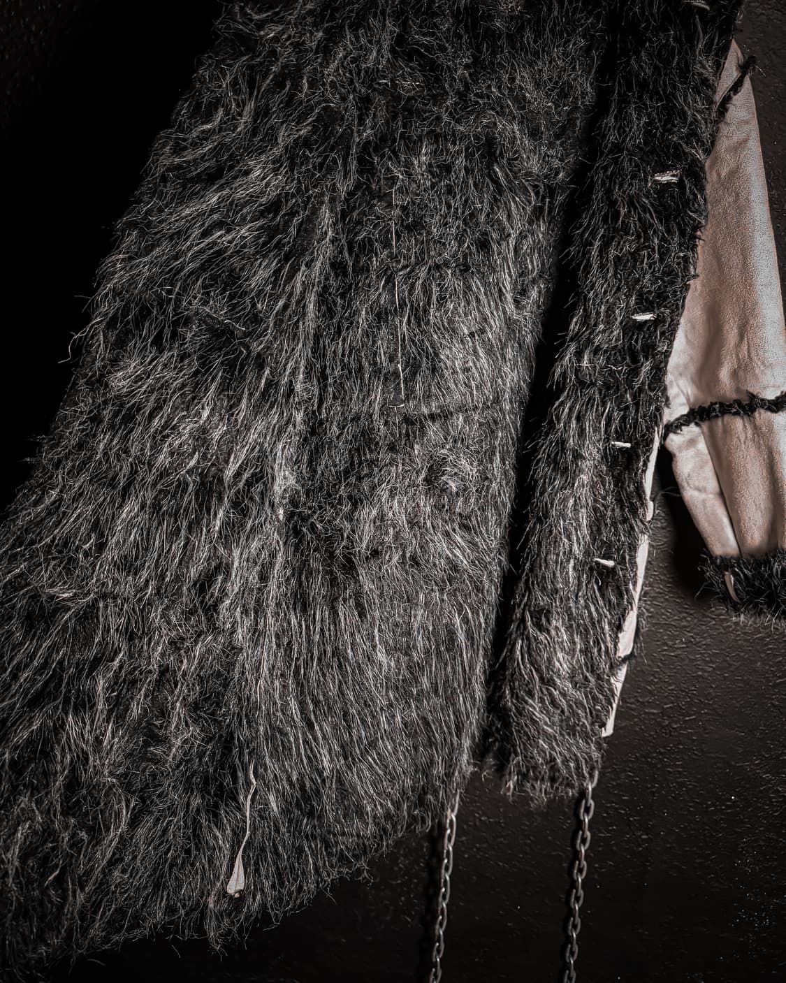 Black & gray fur patchwork Vkei coat 상품이미지9