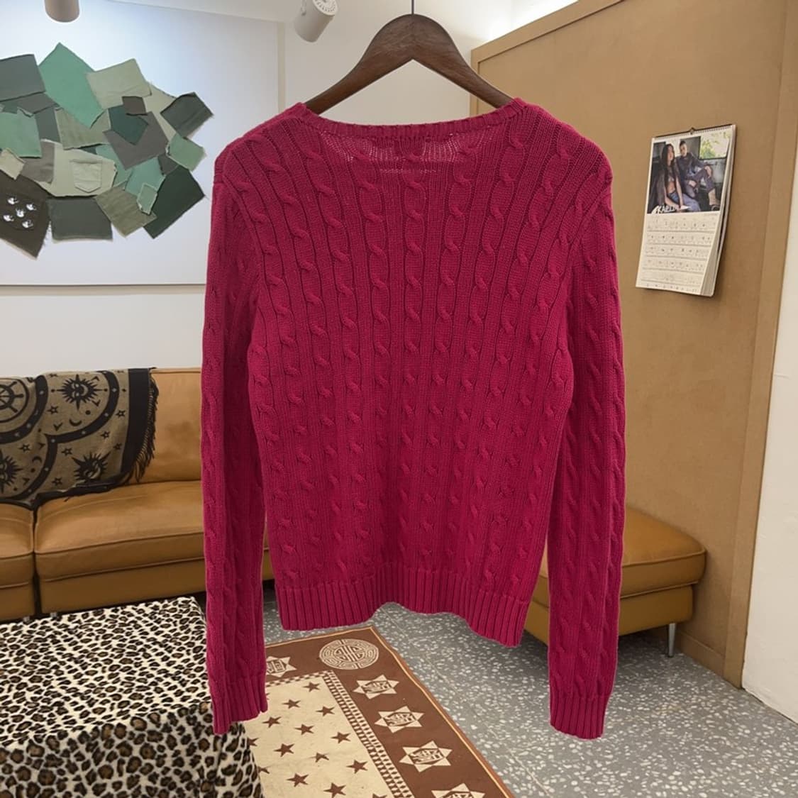 폴로 랄프로렌 Y2K 레트로 핫핑크 꽈배기 니트 M C09282 상품이미지5