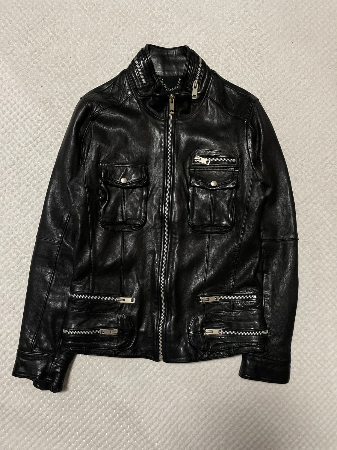 광희시장 웨스턴 무드 램스킨 양가죽 바이커 레더 자켓 상품이미지1