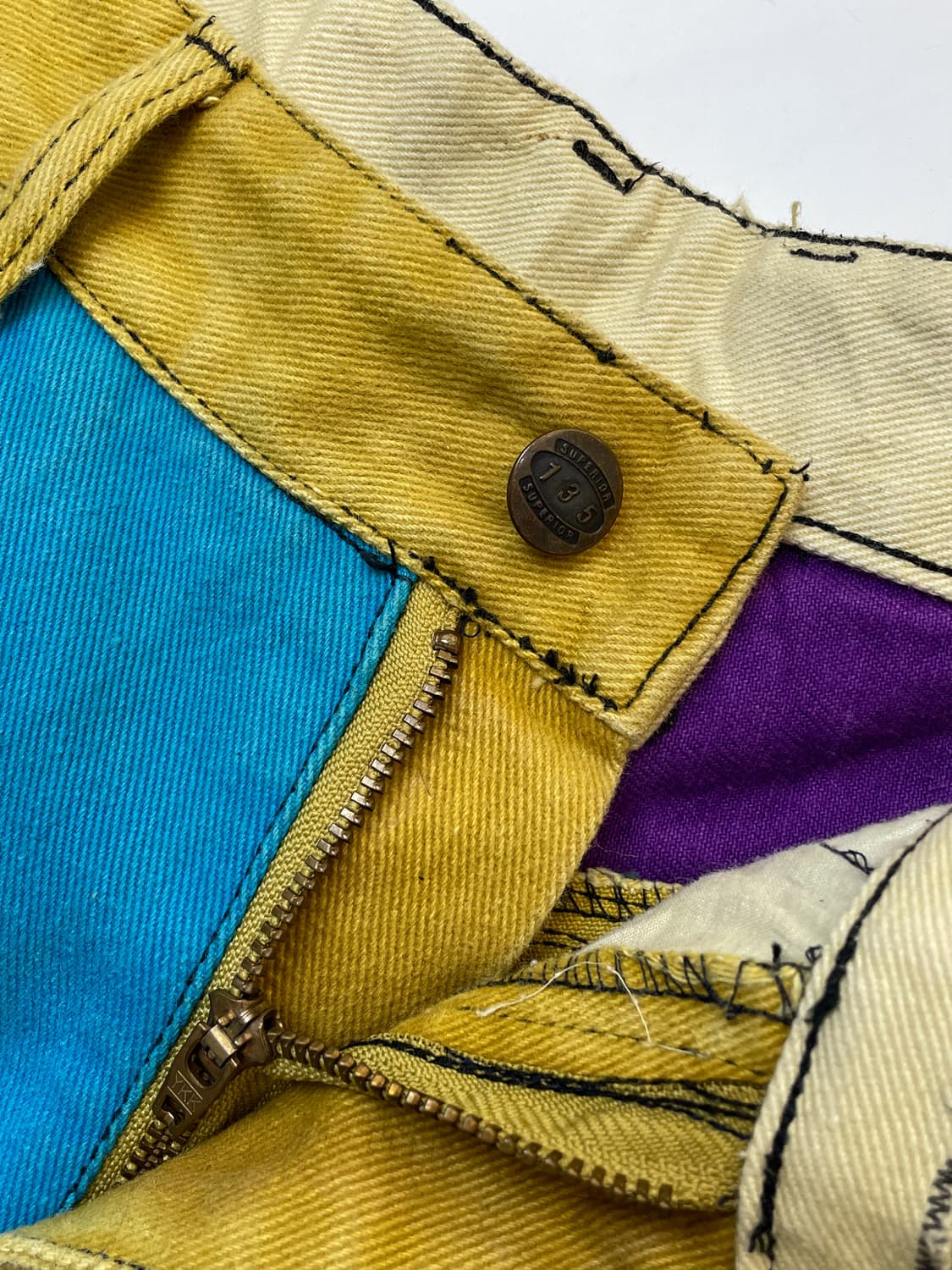 슈페리어 90s 컬러블록 아가일 와이드 테이퍼드 팬츠 상품이미지8