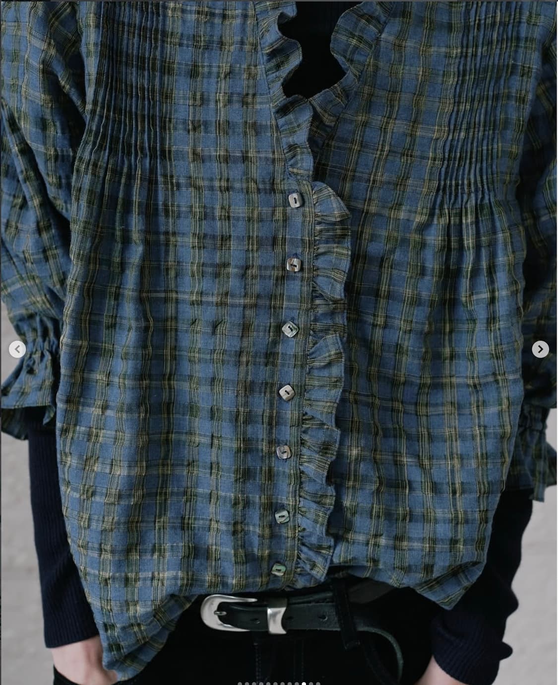 비아 플레인 체크 블라우스 사이즈 프리 상품이미지9