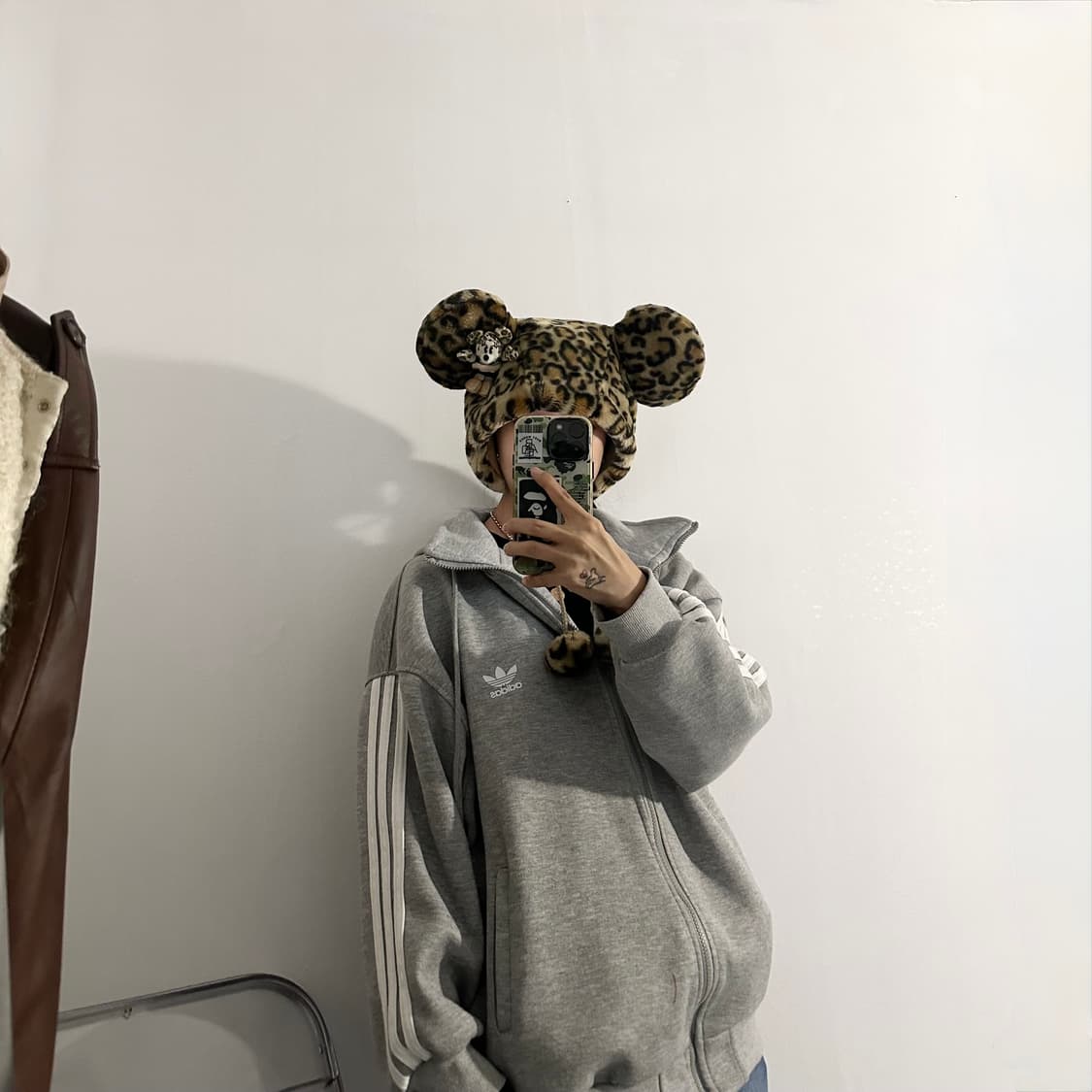 도쿄디즈니 미니마우스 호피 레오파드 갸루 털모자  상품이미지3