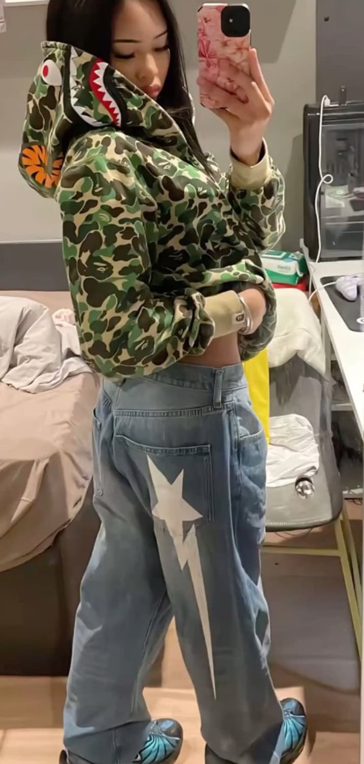 베이프 1st 카모 샤크 후드집업 XL 사계절용 남녀공용 상품이미지2