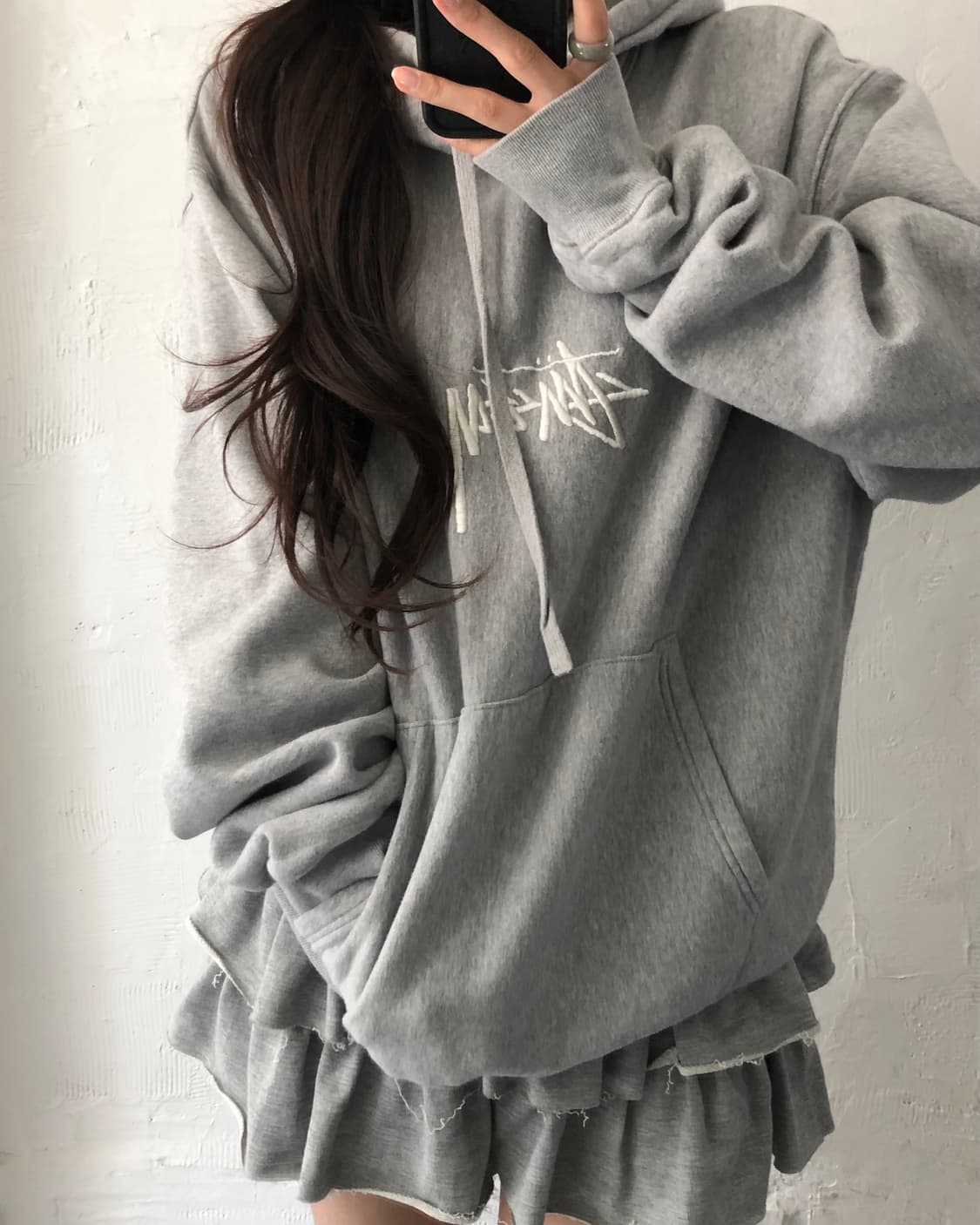 Stussy 스투시 그레이컬러 미드 스탁로고 후드티 상품이미지1