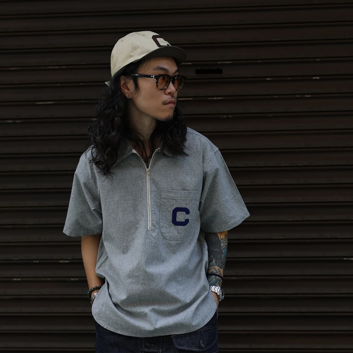 30's half zip baseball shirt 상품이미지2