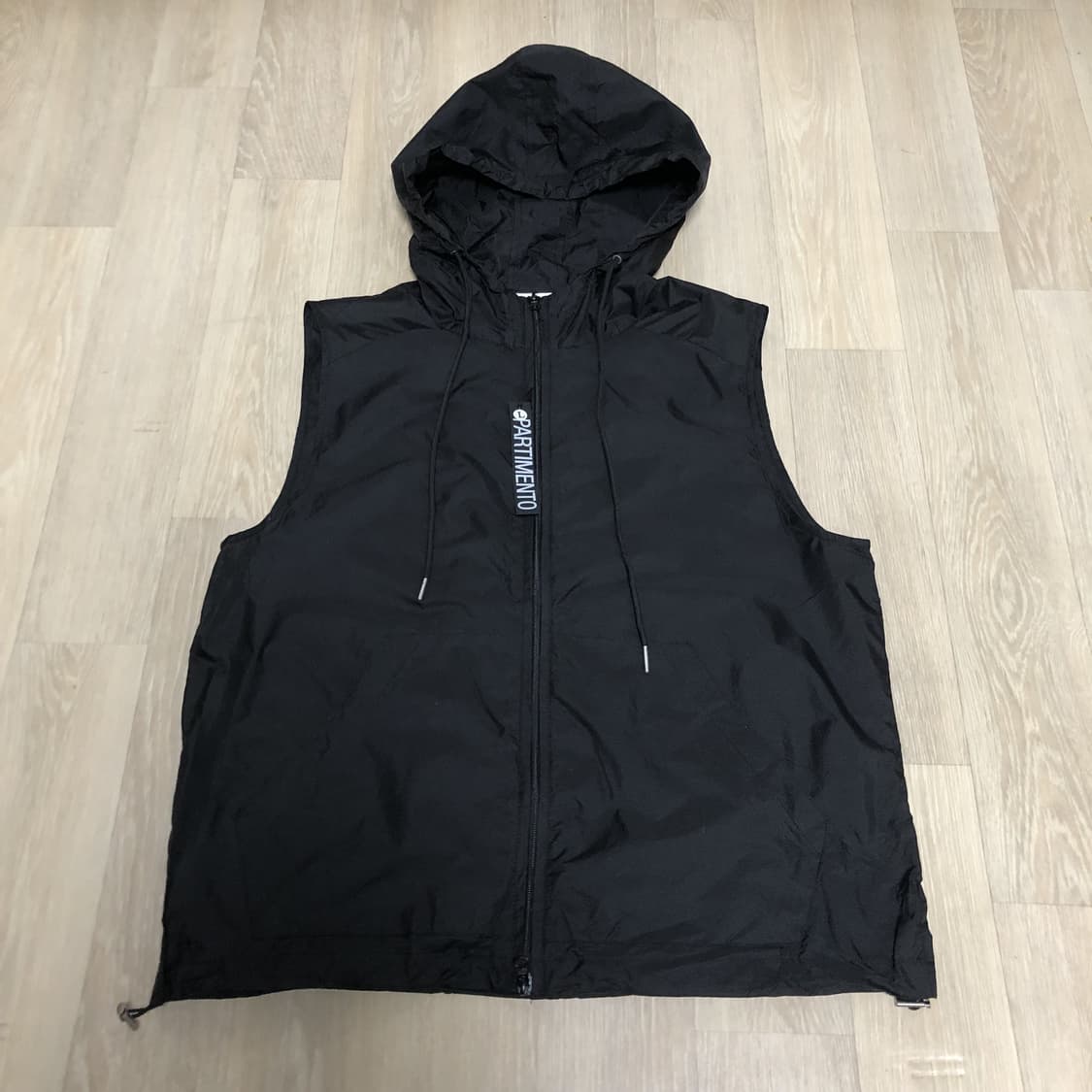 (L) 새상품 파르티멘토 PARTIMENTO 시어 후드 베스트 블랙 상품이미지1