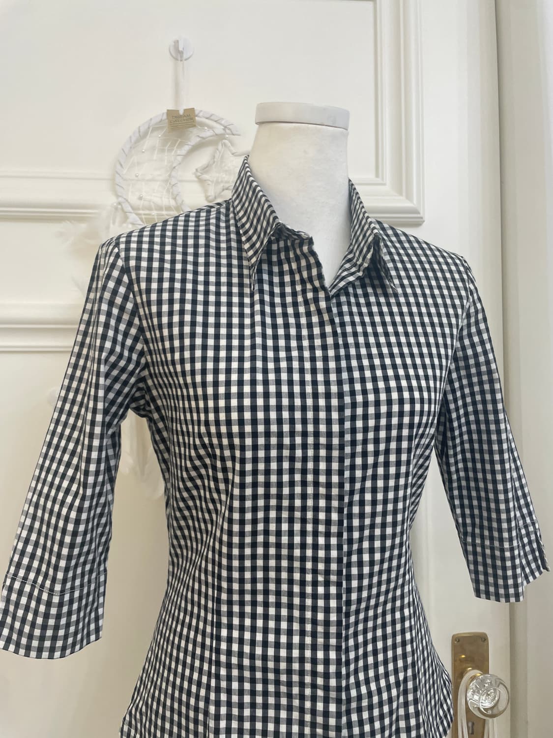 black gingham check basic shirt(size-M) 상품이미지5