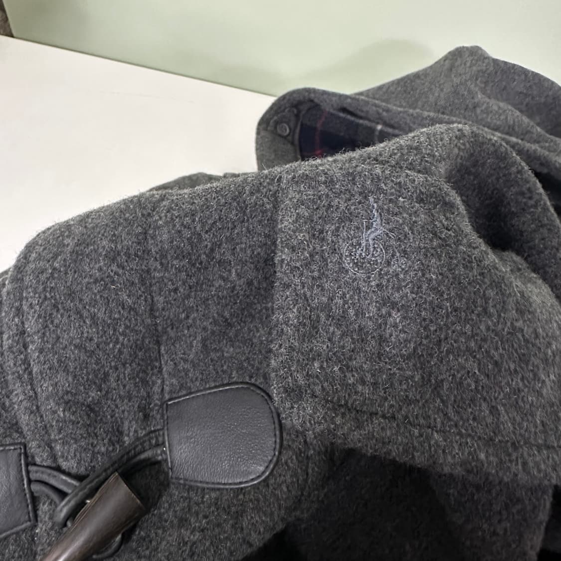 M 95 빈폴 진그레이 후드탈부착 엘보우패치 더플코트 상품이미지4