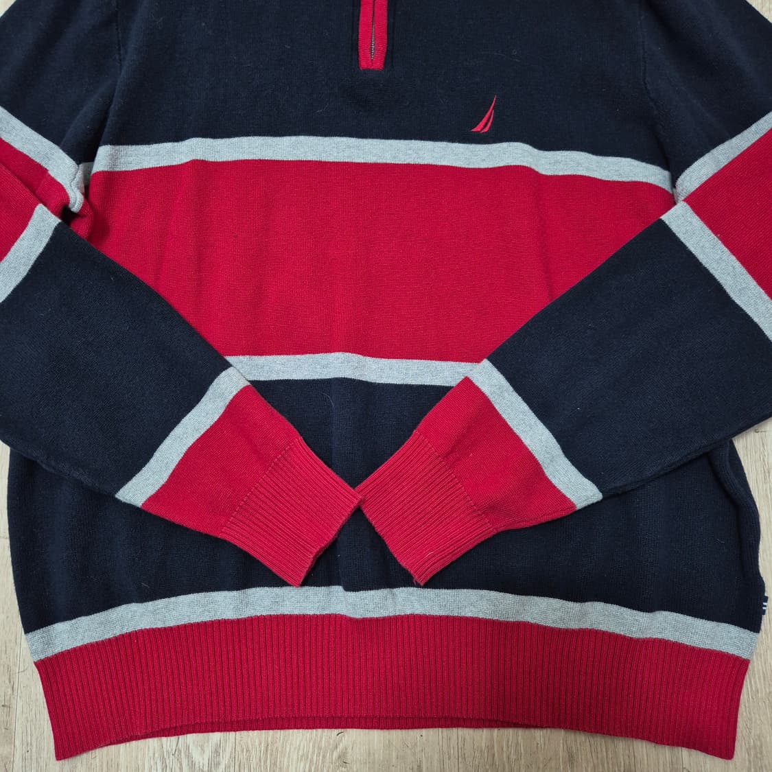 노티카 스트라이프 반집업 니트 M(95) 상품이미지3