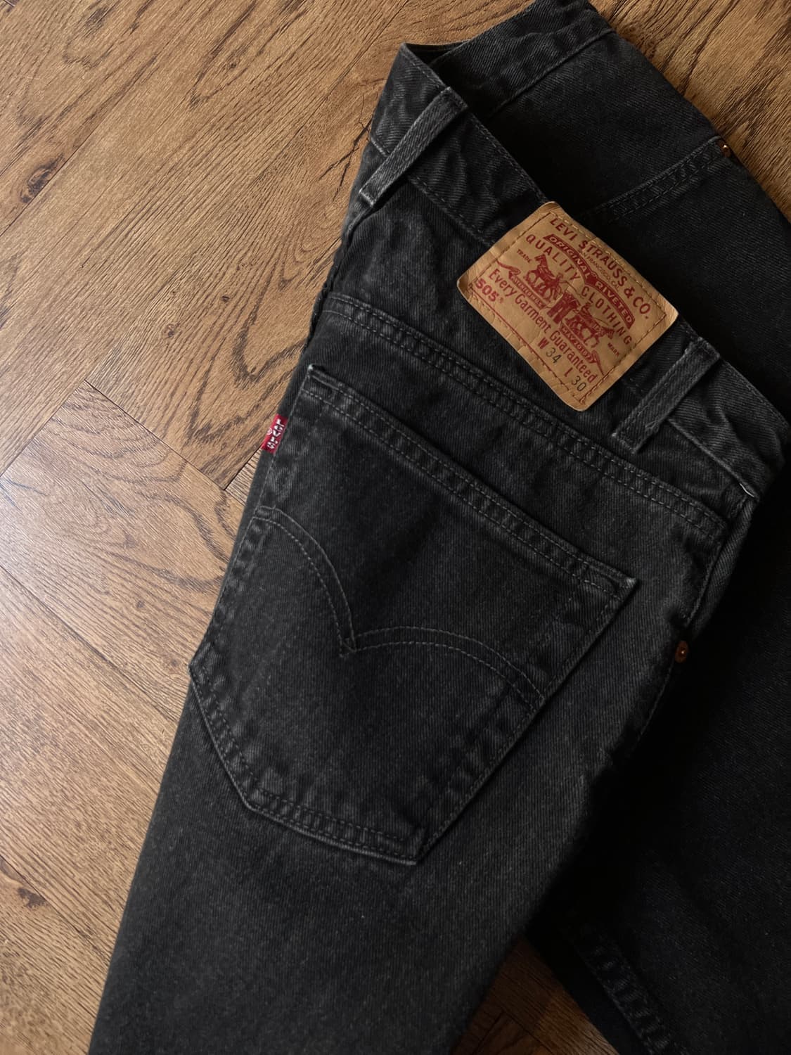 [34]00's 리바이스 USA 505 레귤러 스트레이트 흑청 데님 팬츠 상품이미지5