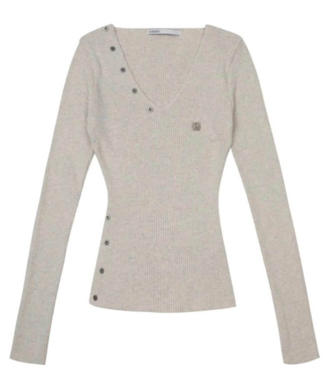 보헤미안서울 버튼 브이넥 슬릿 니트 상품이미지1