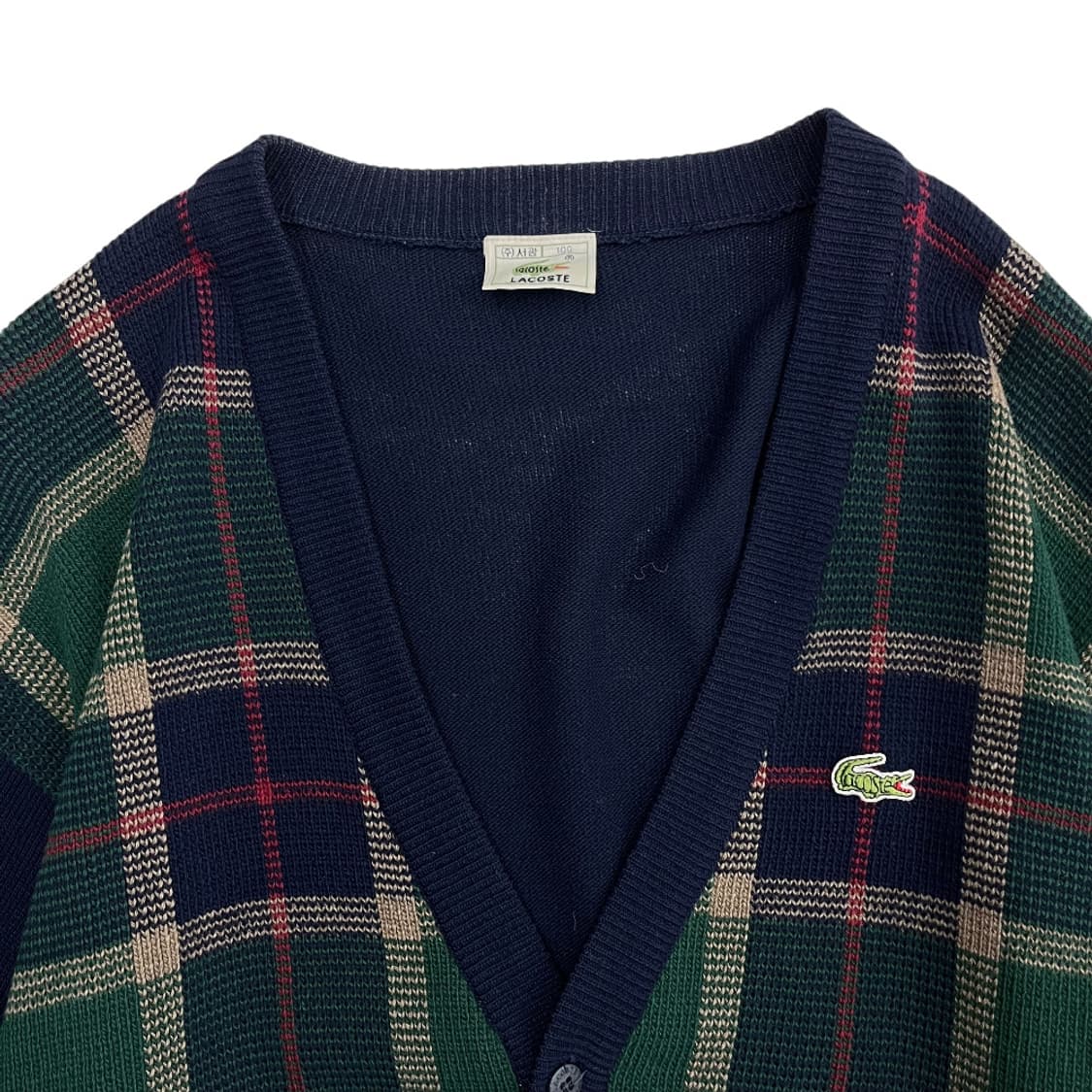 라코스테 타탄체크 네이비 니트 가디건 100 상품이미지4