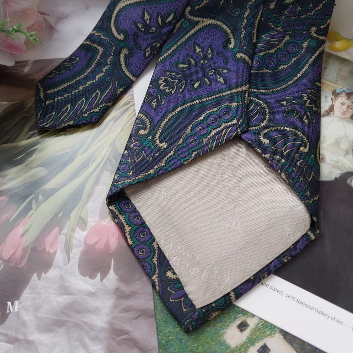 아쿠아스큐텀 실크 퍼플 페이즐리 넥타이 8.3cm A+등급 K1145
 상품이미지7