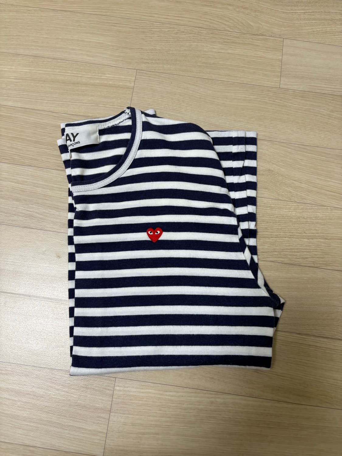 플레이 꼼데가르송 PLAY 미니하트 와펜 스트라이프 긴팔티 상품이미지2