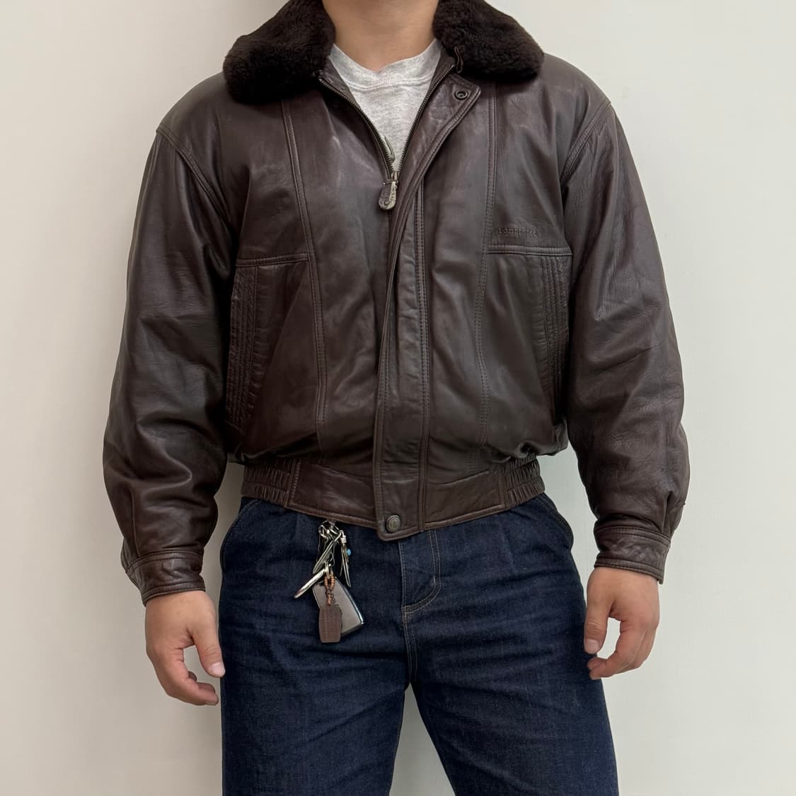 90's 런던포그 램스킨 무스탕 가죽 자 상품이미지1